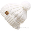 Új téli kalap gyapjúgolyó karimás kalap